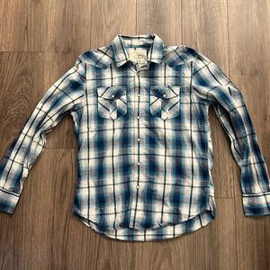 Blue/White American Eagle Long Sleeve Button Up